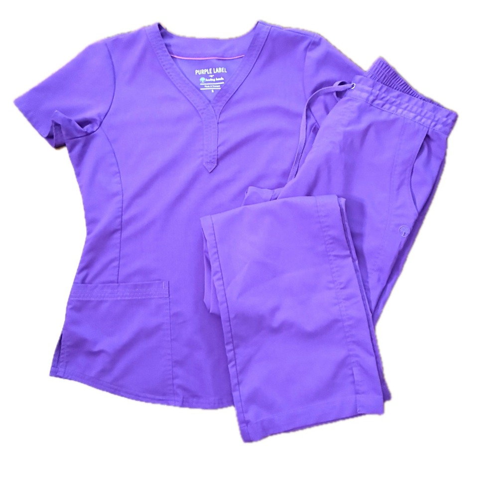 Women's S Healing Hands Purple Label Jane & Taylor Scrub Set in Eggplant Purple